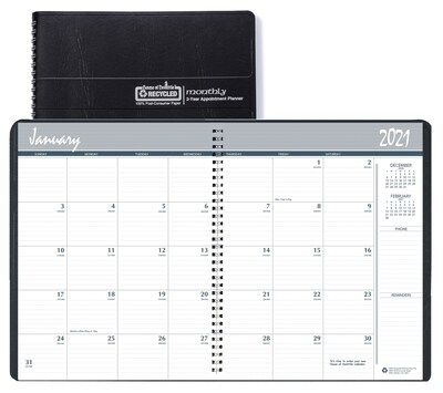 2021-2022 House of Doolittle 8.5 x 11 2-Year Monthly Planner, Black (262002-21)