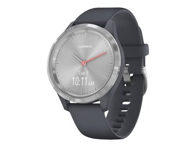 Garmin vívomove 3S Hybrid Smartwatch, Silver Stainless Steel Bezel with Granite Blue Case and Silicone Band (010-02238-00)