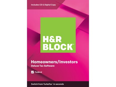 H&R Block Deluxe Tax Software 2019 for 1 User, Windows and Mac, CD/Download (1433600-19)