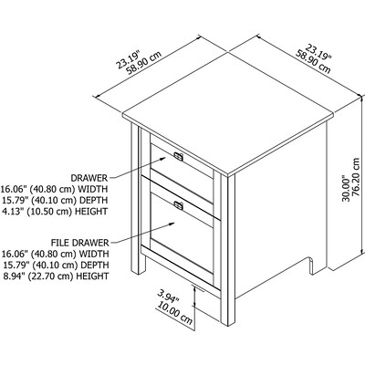 Bush Furniture Broadview 2-Drawer Mobile Vertical File Cabinet, Letter/Legal Size, Pure White (BDF124WH-03)