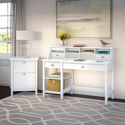 Bush Furniture Broadview 2-Drawer Mobile Vertical File Cabinet, Letter/Legal Size, Pure White (BDF124WH-03)