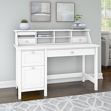 Bush Furniture Broadview 54W Computer Desk with Drawers and Desktop Organizer, Pure White (BD005WH)