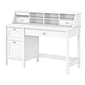 Bush Furniture Broadview 54"W Computer Desk with Drawers and Desktop Organizer, Pure White (BD005WH)