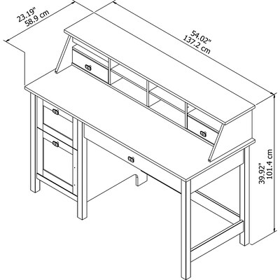 Bush Furniture Broadview 54"W Computer Desk with Drawers and Desktop Organizer, Pure White (BD005WH)