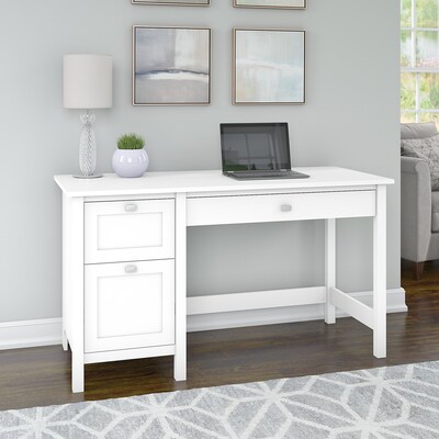 Bush Furniture Broadview 54"W Computer Desk with Drawers, Pure White (BDD254WH-03)