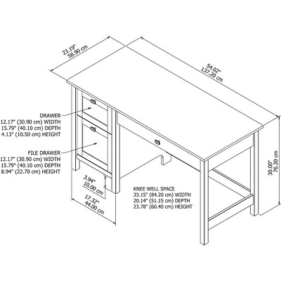 Bush Furniture Broadview 54"W Computer Desk with Drawers, Pure White (BDD254WH-03)