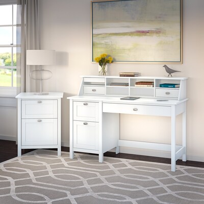 Bush Furniture Broadview 54"W Computer Desk with Drawers, Pure White (BDD254WH-03)