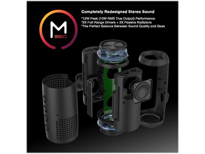 Morpheus 360 Sound Ring II Bluetooth Wireless Portable Speakers, Waterproof, Black (BT7750BLK)