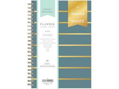 2020-2021 Blue Sky 5 x 8 Planner, Day Designer, Skinny Stripe Ocean (118319)