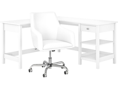 Bush Furniture Broadview 60 Computer Desk Bundle, Pure White (BD033WH)