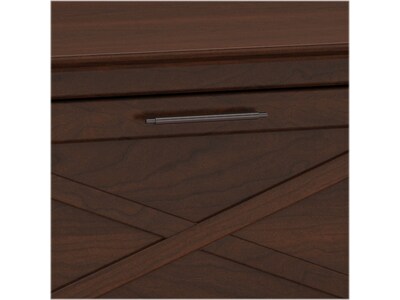 Bush Furniture Key West 60"W L Shaped Desk with File Cabinets and 5 Shelf Bookcase, Bing Cherry (KWS017BC)