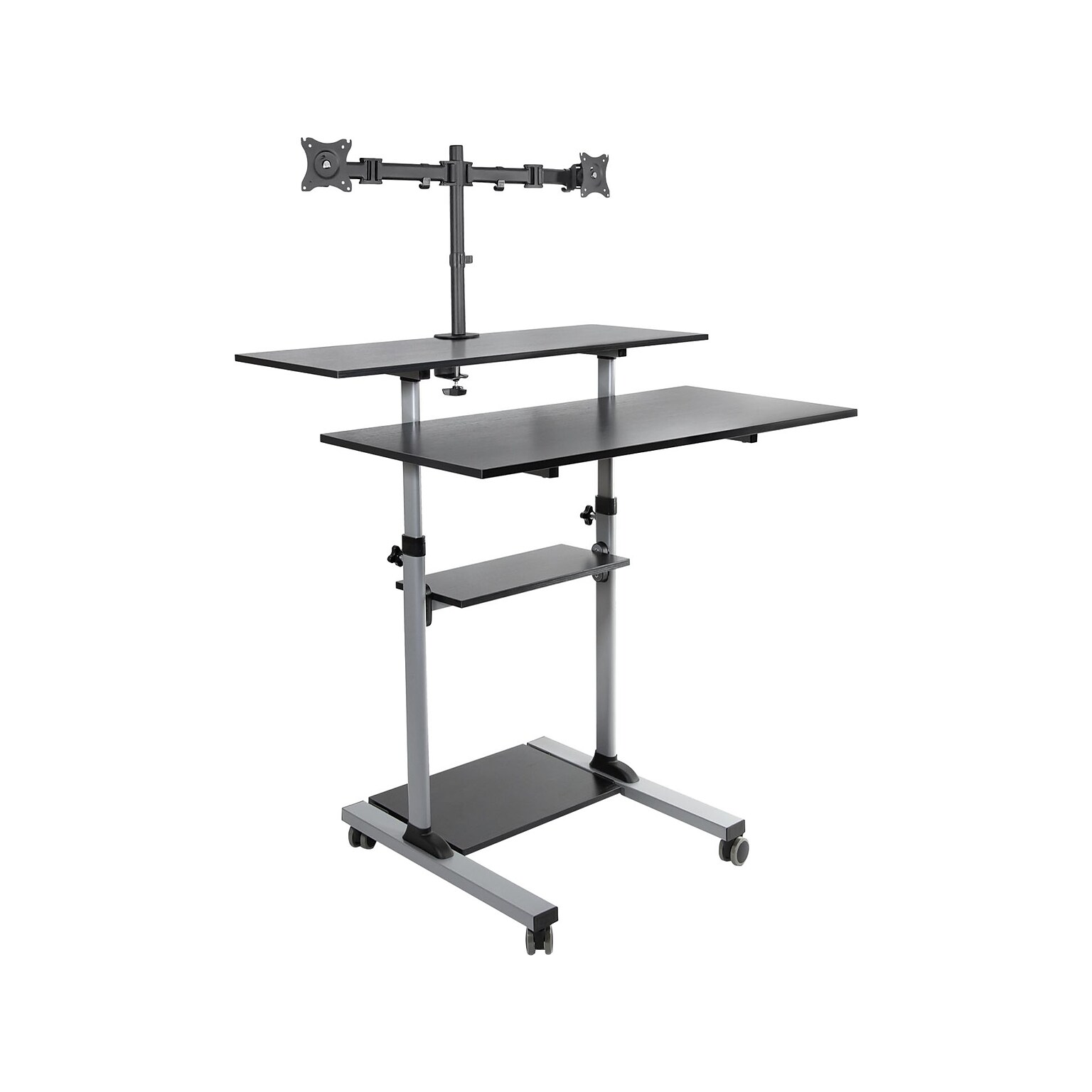 Mount-It! 39.5W Adjustable Steel Standing Desk with Dual Monitor Mount, Gray/Black (MI-7972)