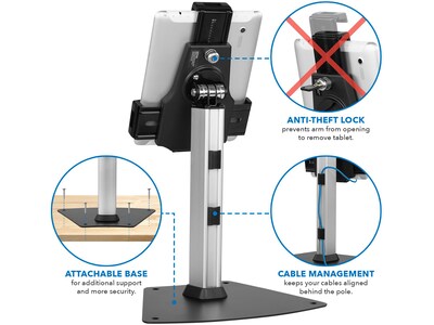 Mount-It! Universal Adjustable Anti-Theft iPad Desk/Table Mount, Black/White (MI-3785)