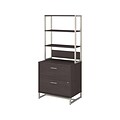 Office by kathy ireland® Method 2-Drawer Lateral File Cabinet w/Hutch, Locking, Letter/Legal, Storm Gray, 29.76 (MTH012SGSU)