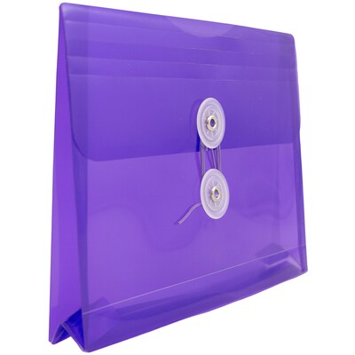 JAM Paper Plastic Envelopes with Button and String Tie Closure, Index Booklet, 5.5 x 7.5, Purple, 12/Pack (920B1PU)