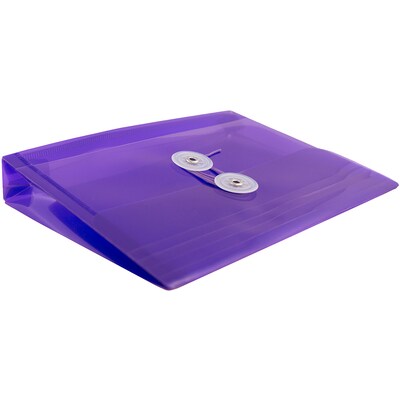 JAM Paper Plastic Envelopes with Button and String Tie Closure, Index Booklet, 5.5 x 7.5, Purple, 12/Pack (920B1PU)