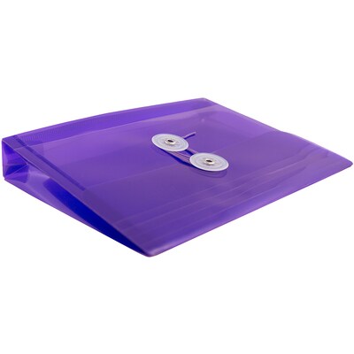 JAM Paper Plastic Envelopes with Button and String Tie Closure, Index Booklet, 5.5 x 7.5, Purple, 12/Pack (920B1PU)