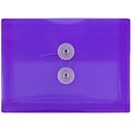 JAM Paper Plastic Envelopes with Button and String Tie Closure, Index Booklet, 5.5 x 7.5, Purple, 12