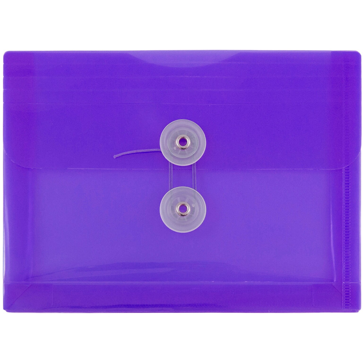 JAM Paper Plastic Envelopes with Button and String Tie Closure, Index Booklet, 5.5 x 7.5, Purple, 12/Pack (920B1PU)