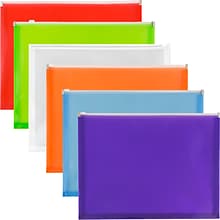 JAM Paper Plastic Expansion Envelopes with Zip Closure, Letter Booklet, 9.75 x 13, Assorted Colors,