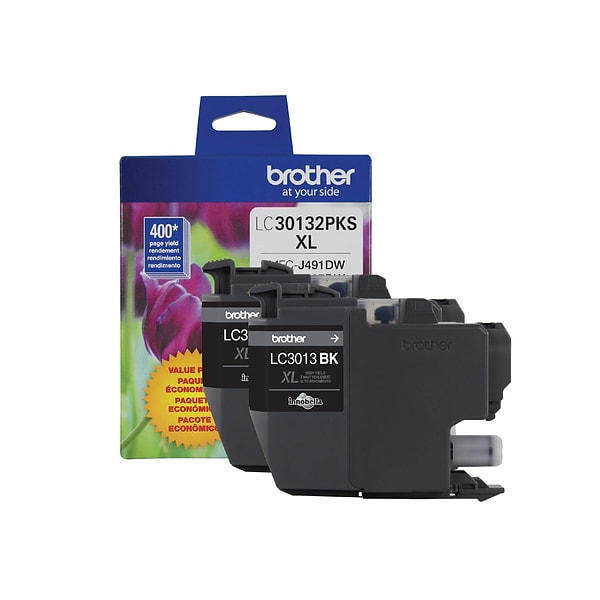 Brother LC3013BK Black High Yield Ink Cartridge, 2/Pack (LC30138PKS)