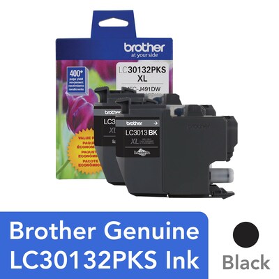 Brother LC3013BK Black High Yield Ink Cartridge, 2/Pack  (LC30138PKS)