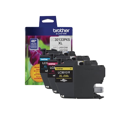 Brother LC30133PKS Cyan/Magenta/Yellow High Yield Ink Cartridge,  3/Pack