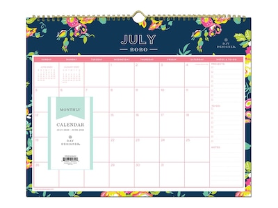 2020-2021 Blue Sky 12 x 15 Wall Calendar, Peyton Navy, Multicolor (107934-A21)