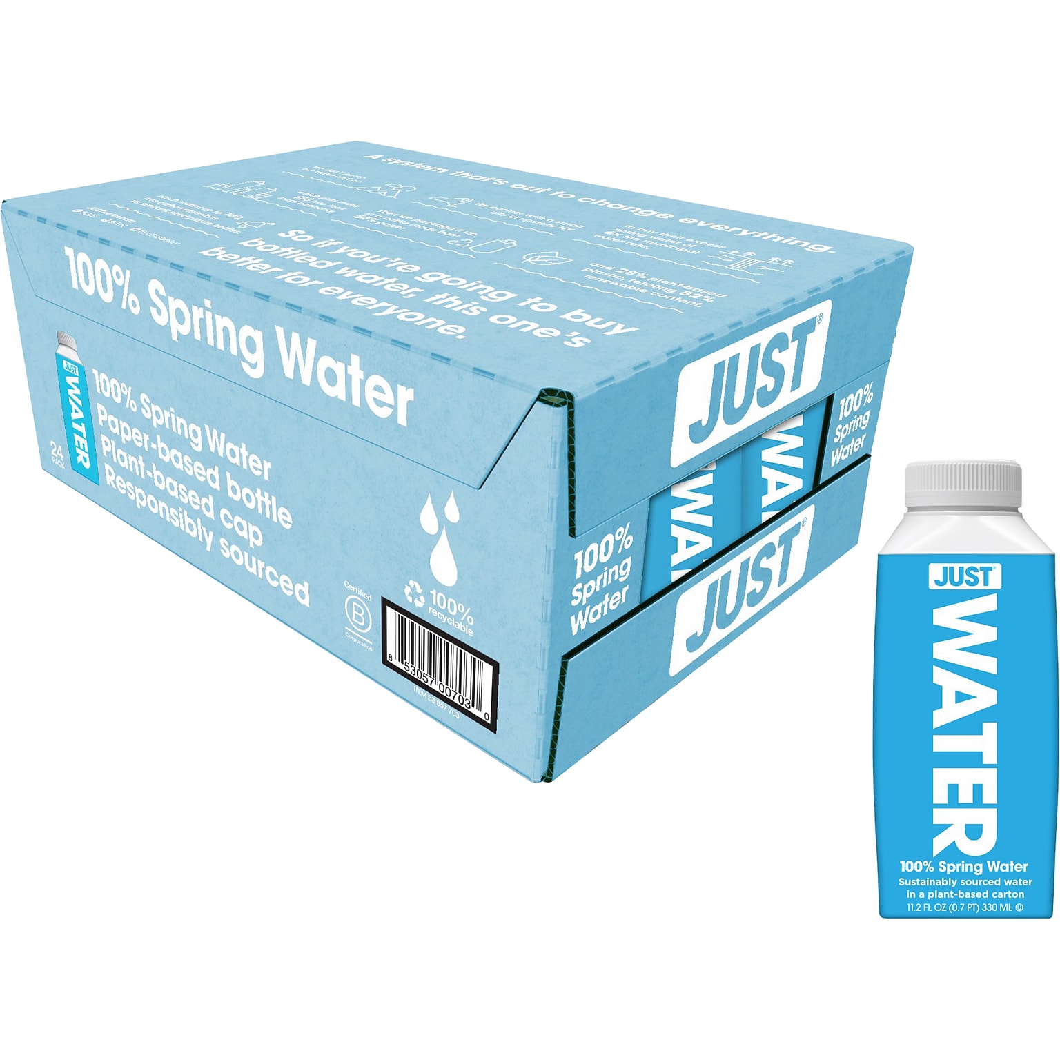 Just Water 100% Spring Water, 11.2 oz., 24/Carton (00703)
