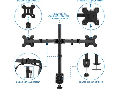 Mount-lt! Adjustable Full Motion Monitor Arm Mount, Up to 32" Monitor, Black (MI-2752L)