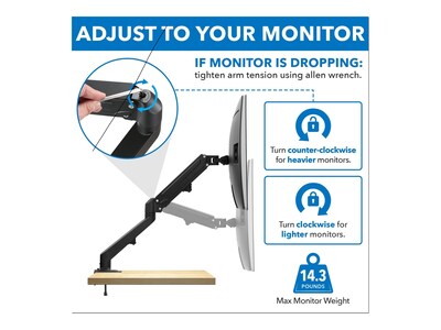 Mount-It! Adjustable Monitor Arm, Up to 27", Black (MI-5762)