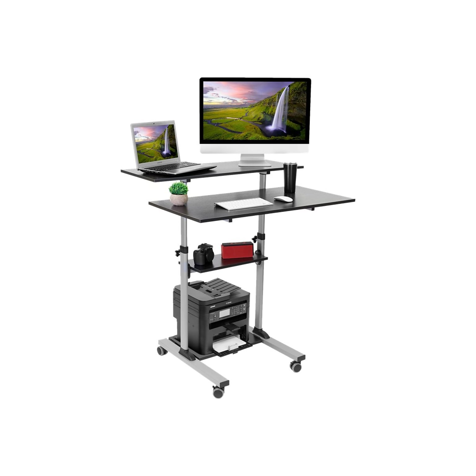 Mount-It! 39.5W Adjustable Steel Standing Desk, Gray/Black (MI-7970)