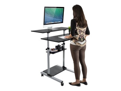 Mount-It! 39.5W Adjustable Steel Standing Desk, Gray/Black (MI-7970)