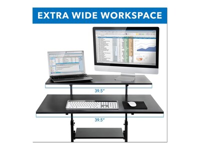 Mount-It! 39.5"W Adjustable Steel Standing Desk, Gray/Black (MI-7970)