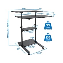 Mount-lt! 37-55 Adjustable Monitor Rolling Stand up Desk, Black (MI-7970B)