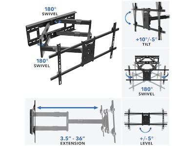 Mount-It! Full-Motion TV Wall Mount, 176 lbs. Max. (MI-392)