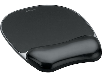 Fellowes Crystal Gel Mouse Pad/Wrist Rest Combo, Non-Skid Base, Black (9112101)