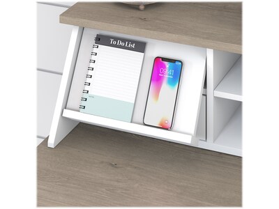 Bush Furniture Mayfield 54"W Computer Desk with Drawers and Desktop Organizer, Shiplap Gray/Pure White (MAY003GW2)
