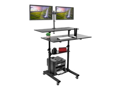 Mount-It! 39.5W Adjustable Steel Standing Desk with Dual Monitor Mount, Black (MI-7972B)
