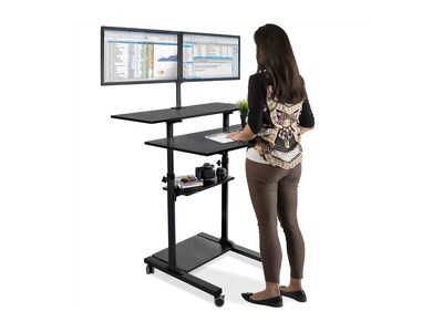 Mount-It! 39.5"W Adjustable Steel Standing Desk with Dual Monitor Mount, Black (MI-7972B)