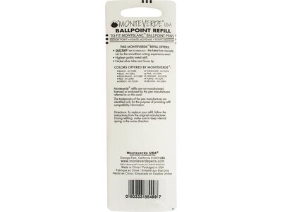 YAFA® Monteverde USA® Soft Roll™ Ballpoint Pen Refill, Medium Point, Blue Ink, 2/Pack (M132BU)