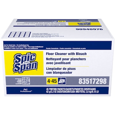 Spic and Span Floor Cleaner Packet with Bleach, 2.2 oz., 45/Carton (02010)