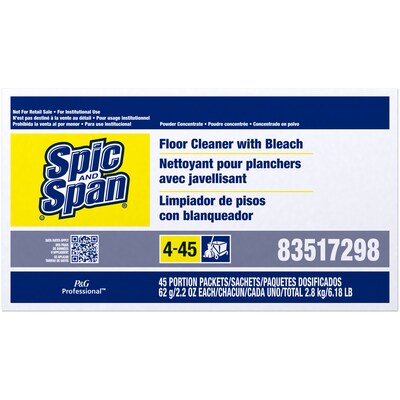 Spic and Span Floor Cleaner Packet with Bleach, 2.2 oz., 45/Carton (02010)