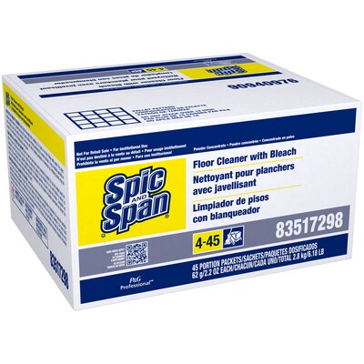 Spic and Span Floor Cleaner Packet with Bleach, 2.2 oz., 45/Carton (02010)