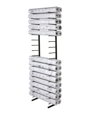 Brookside Design Vis-i-Rack High Capacity 16 Bin Blueprint Roll File Storage Rack, Textured Black (VR165)