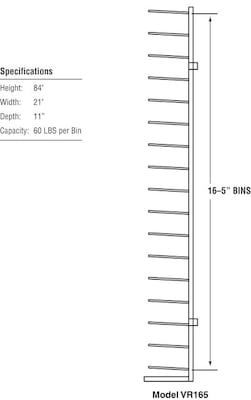 Brookside Design Vis-i-Rack High Capacity 16 Bin Blueprint Roll File Storage Rack, Textured Black (VR165)