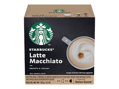 Starbucks by NESCAFÉ Dolce Gusto Latte Macchiato Coffee Capsules, Espresso Roast, 4.5 oz., 12/Box (94142)
