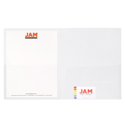 JAM Paper® Plastic See Through Two Pocket Folder, Clear, 108/pack (381RCLB)