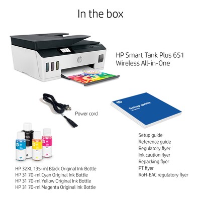 HP Smart Tank Plus 651 Wireless Color Inkjet All-in-One Printer and Fax (7XV38A#B1H)