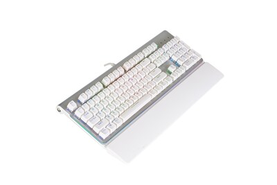 Velocilinx Boudica Wired Mechanical Gaming Keyboard, Silver/White (VXGM-KB104P-OBL-WH)
